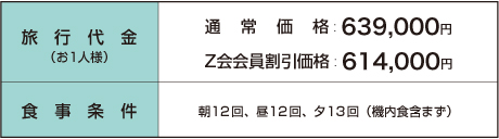 旅行代金、食事条件