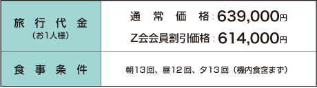 旅行代金、食事条件