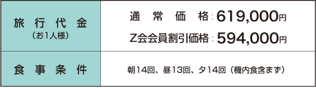 旅行代金、食事条件
