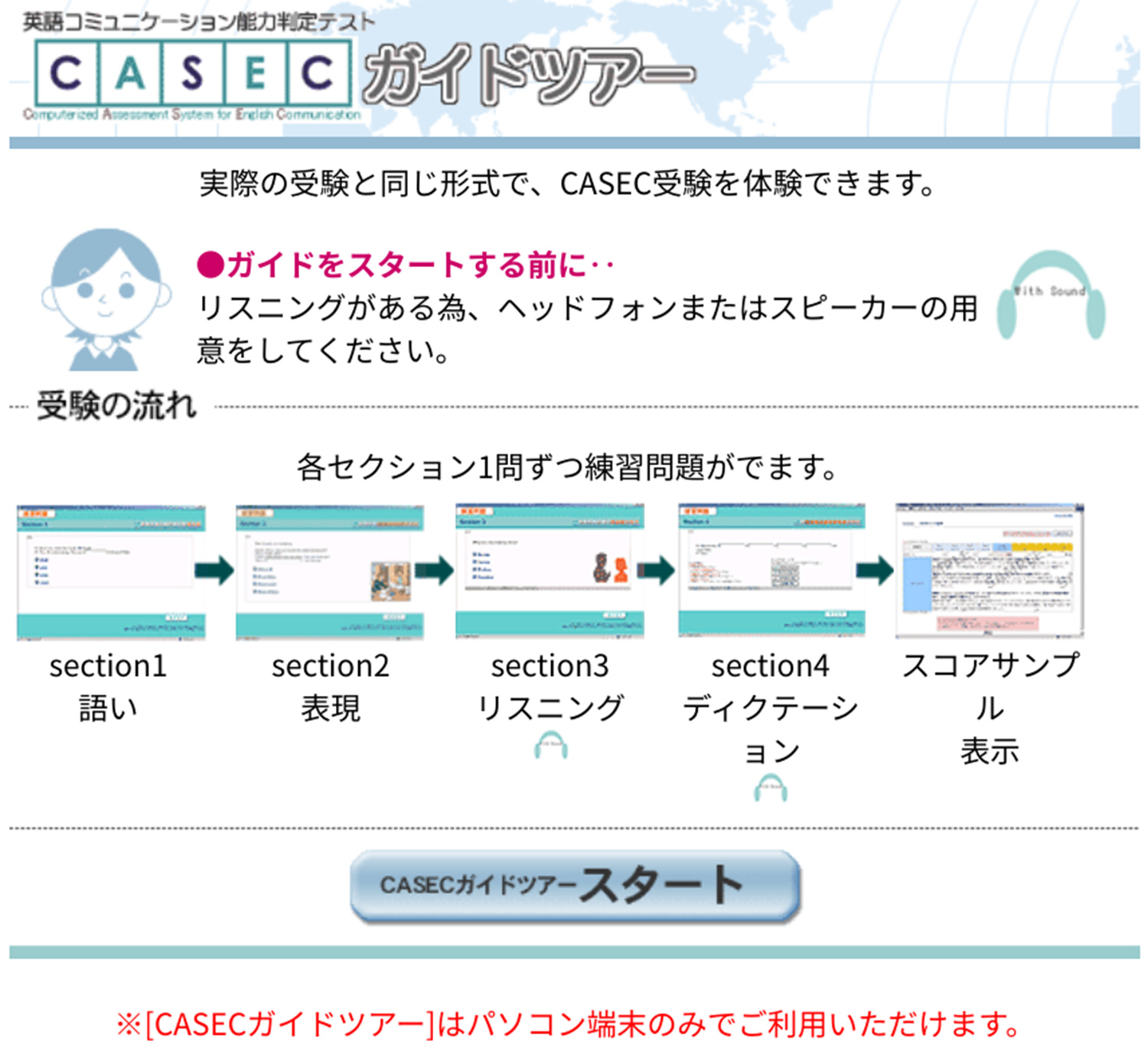 CASEC ガイドツアー　ガイドをスタートする前に…