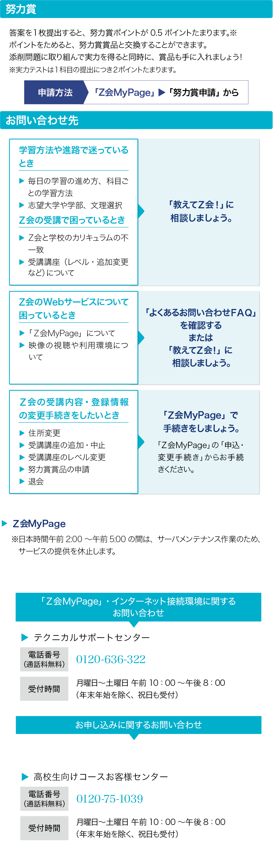 努力賞・お問い合わせ先