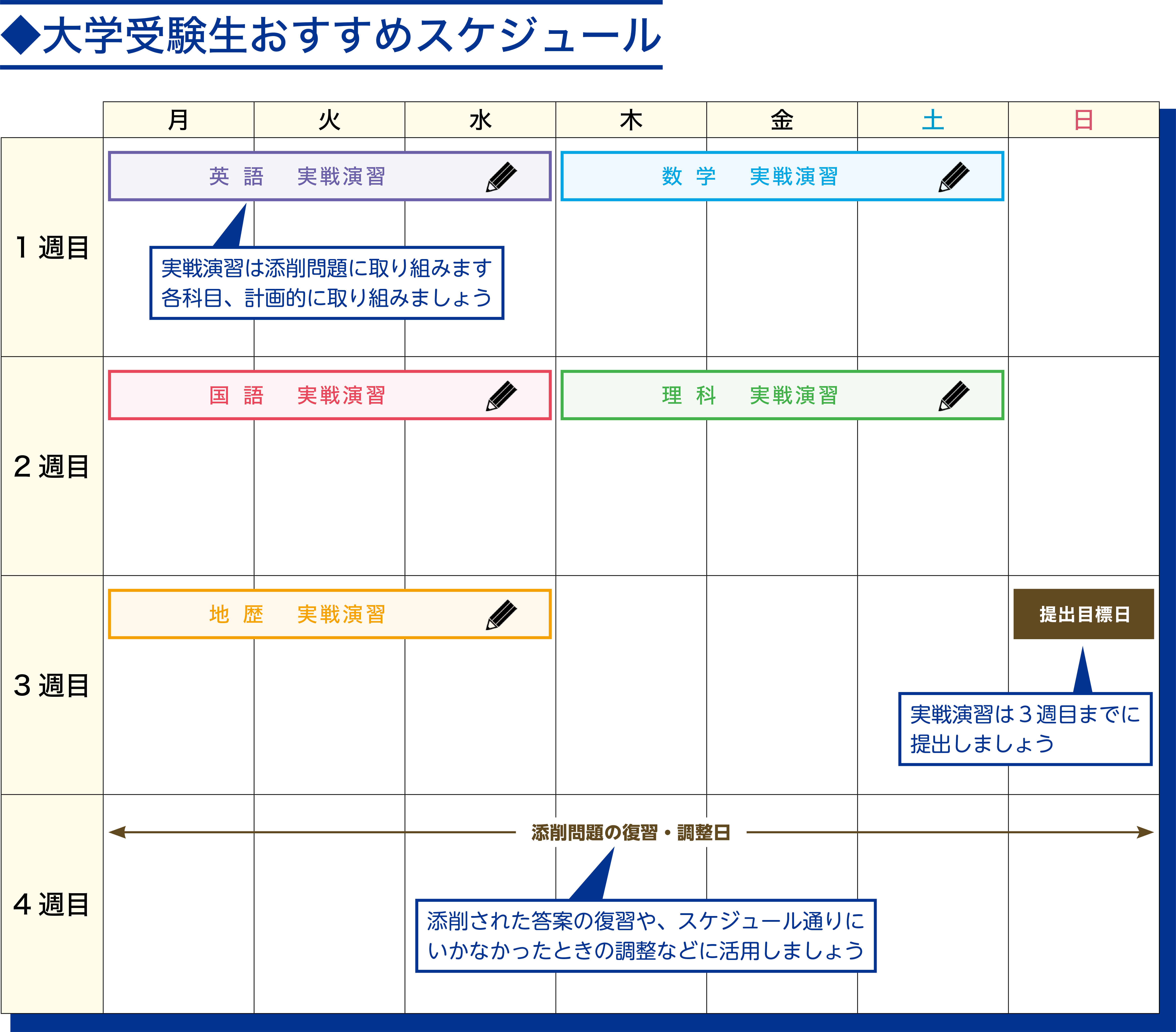 「学習スケジュール」カレンダー